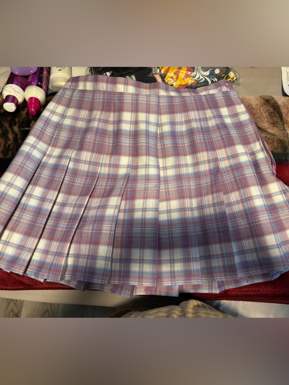 Rewind Lavender Plaid Pleated Skirt